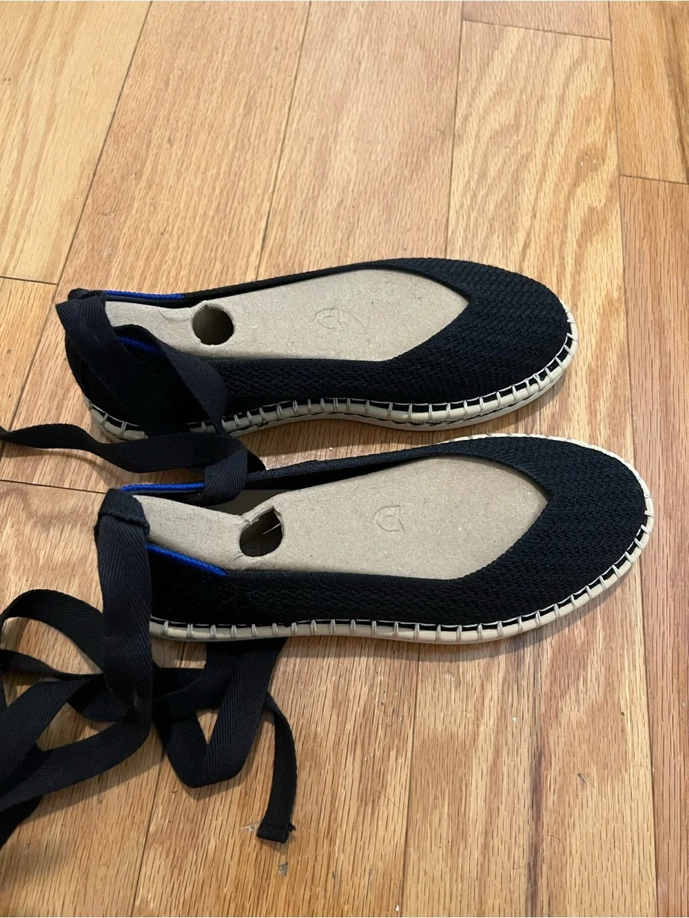 Rothy's Black Espadrille Ballet Flats with Ankle Wrap